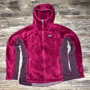 Patagonia R Series Polartec Fleece Hoodie High-Pile Women XL Magenta GUC